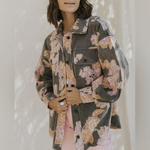 NWT Free People Floral Printed Ruby Jacket in Charcoal, Small, NWT - Picture 1 of 8